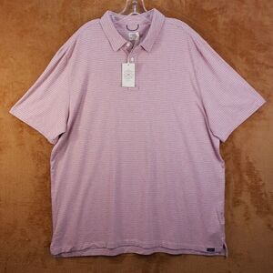 FAHERTY Mens Shirt XXL Pink Stripe MOVEMENT POLO Rose Sky $118